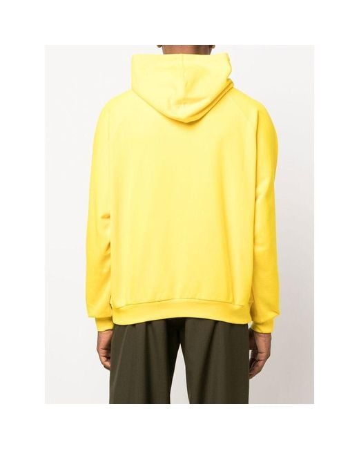 Sunnei Yellow Logo Embroidered Drawstring Hoodie for men