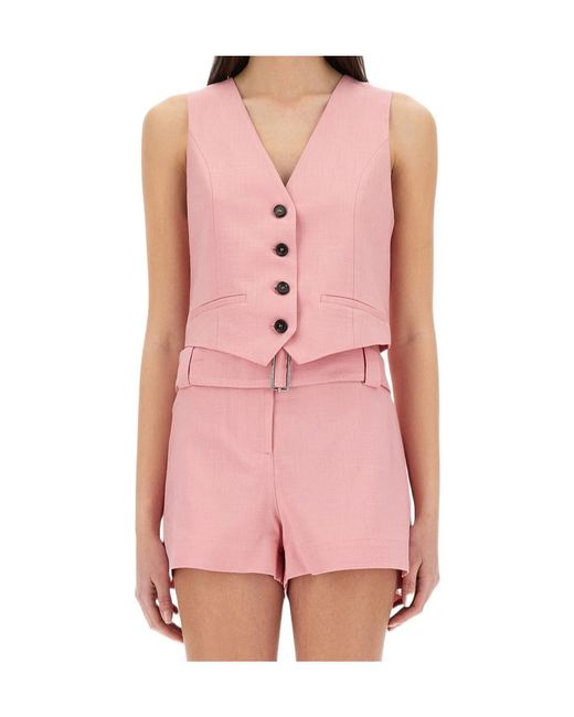 MSGM Pink V-Neck Buttoned Waistcoat