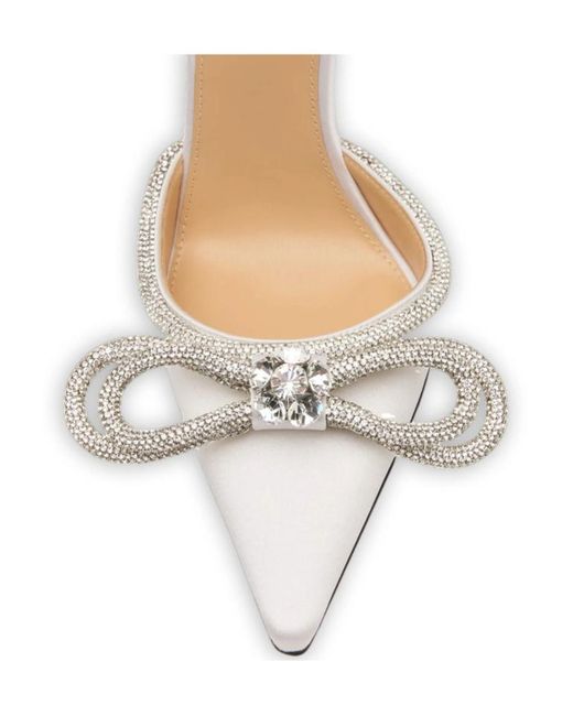 Mach & Mach White Pointed-Toe High-Heeled Sandals