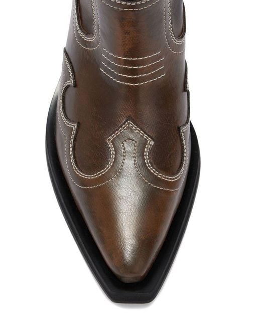 Ganni Brown Low Shaft Embroidered Western Boots