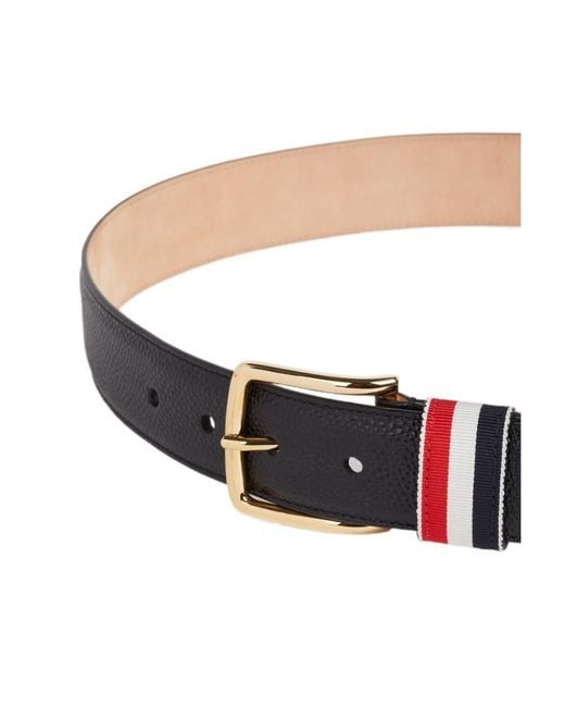 Thom Browne White Striped Buckle Belt for men