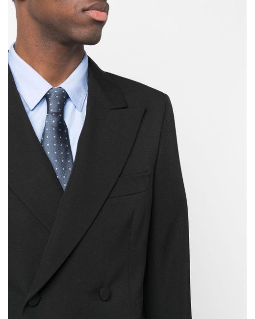 Lanvin Black Double-Breasted Long-Sleeved Blazer for men