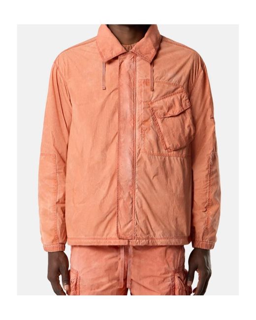 Stone Island Orange Comfort-Fit Zip-Up Overshirt With Packable Hood for men