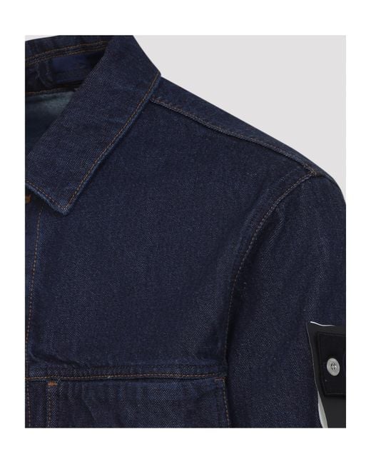 Stone Island Blue Logo Patch Denim Jacket for men