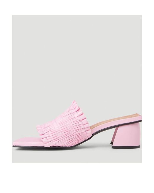 Ganni Pink Smock Kitten Heel Mules