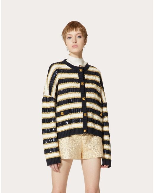 Valentino Black Rockstud Long-Sleeved Cardigan