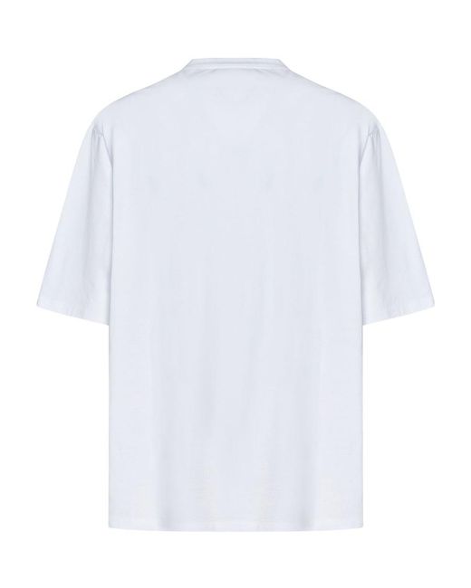 Balmain White Logo Printed Crewneck T-Shirt for men