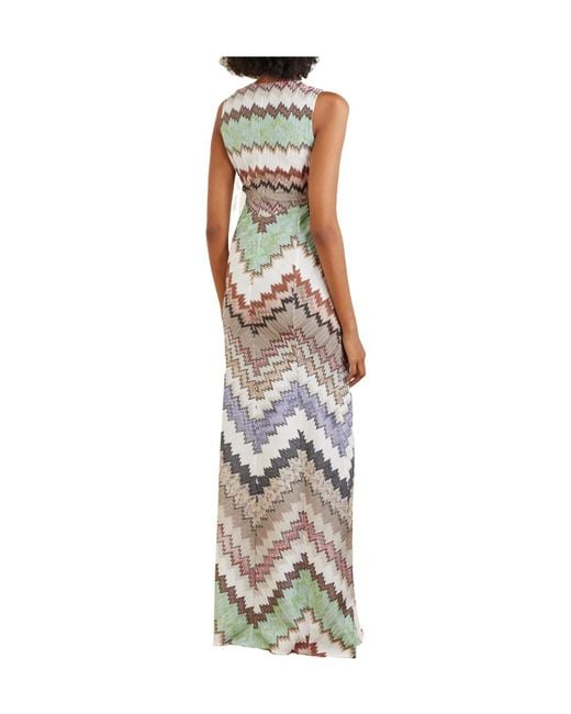 Missoni White Striped Metallic Crochet-Knit Maxi Dress