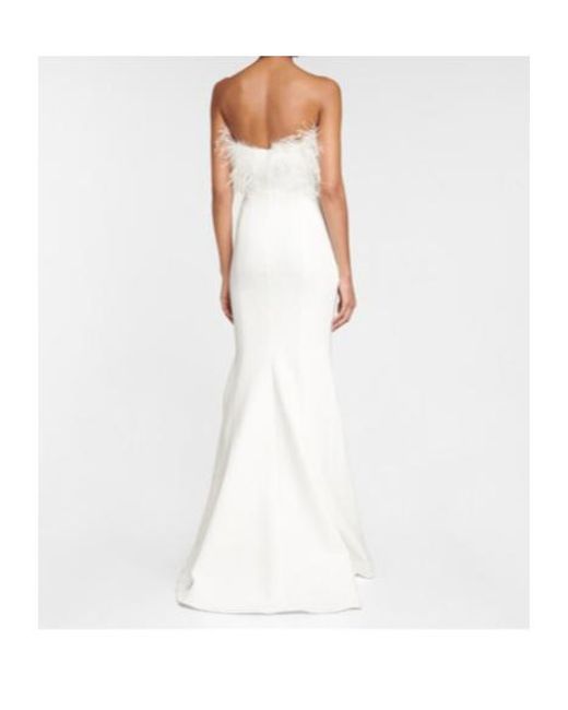 Rebecca Vallance White Bridal Grace Feather-Trimmed Gown