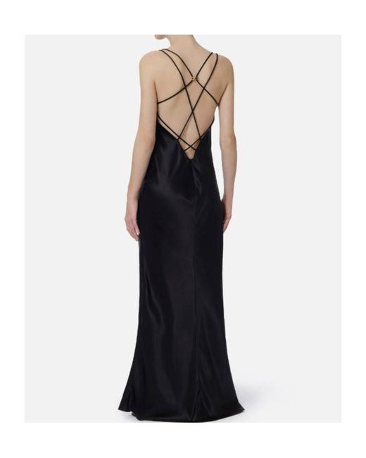 Elisabetta Franchi Black Carpet Satin Maxi Dress