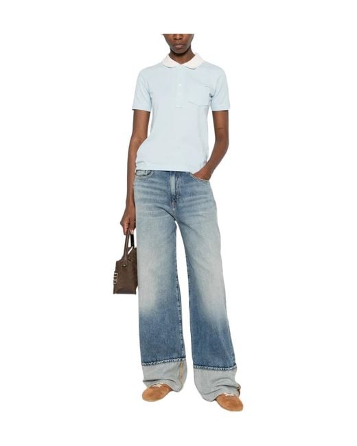 A.P.C. Blue Half-Button Polo Top