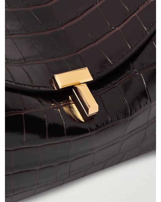 Totême Black Totême T-Lock Embossed Shoulder Bag