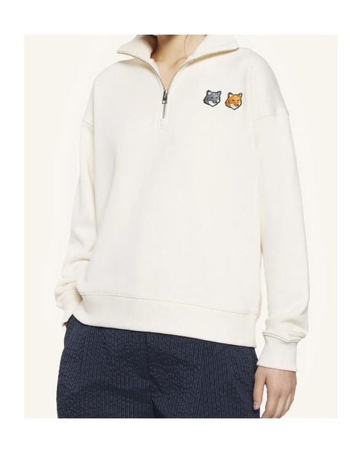 Maison Kitsuné Natural Maison Kitsuné Fox Patch Half-Zip Sweatshirt