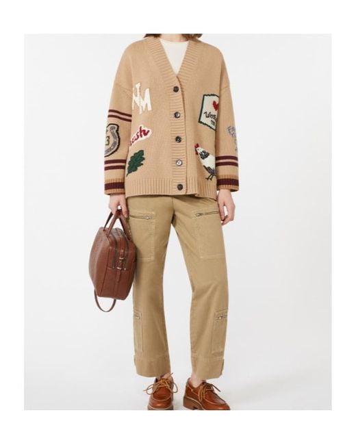 Weekend by Maxmara Natural Embroidered Stripe Cardigan