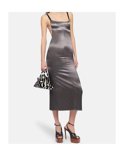 The Attico Purple The Lace-Trim Open-Back Midi Dress