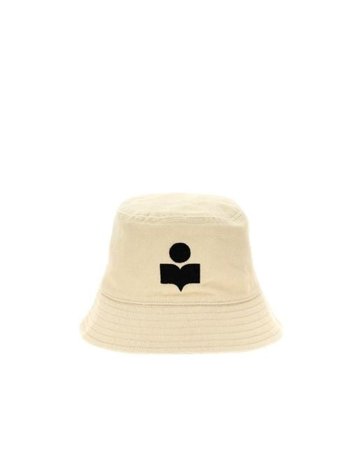Isabel Marant Natural Logo Embroidered Narrow Brim Bucket Hat for men