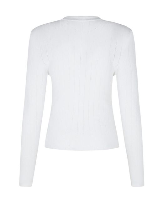 Balmain White Button Embellished Knitted Jumper