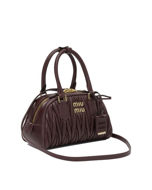 Miu Miu Brown Matelassé Zipped Tote Bag