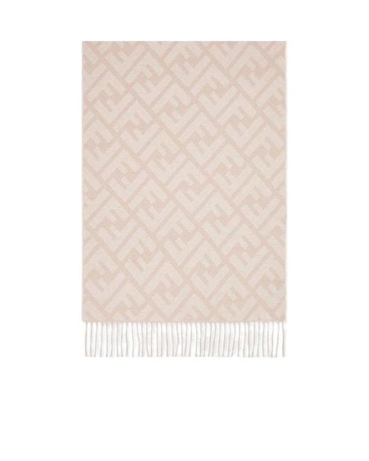 Fendi Pink Ff Motif Fringed Scarf