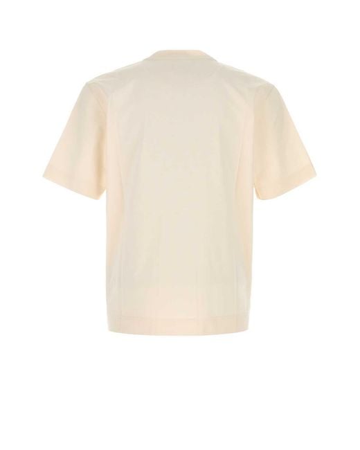 Fendi White Logo Detailed Crewneck T-Shirt for men