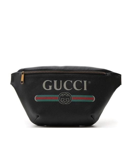 Gucci Black Logo-Print Leather Belt Bag for men