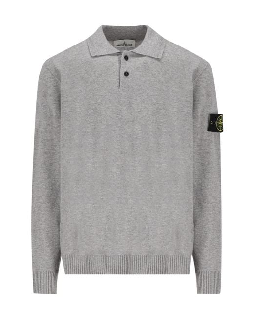 Stone Island Gray Long-Sleeved Sweater for men