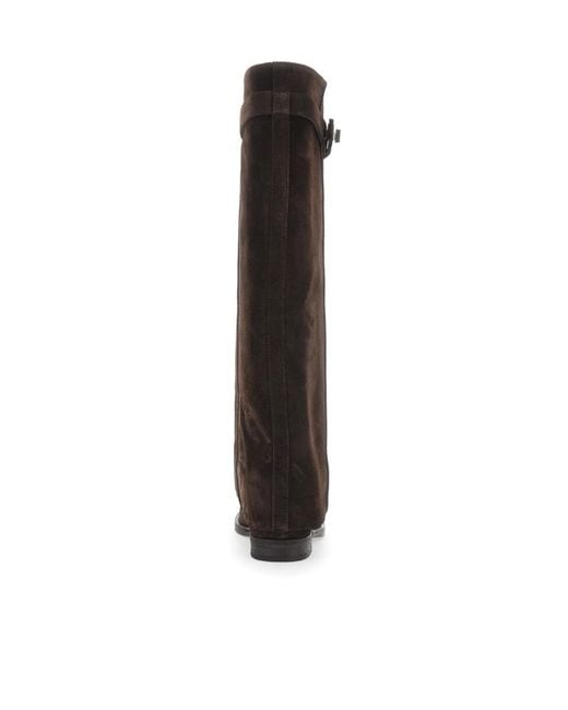 Via Roma 15 Black Cuffed Padlock Knee-High Boots