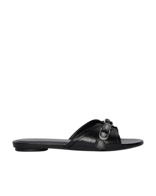 Balenciaga Black Cagole Flat Sandals