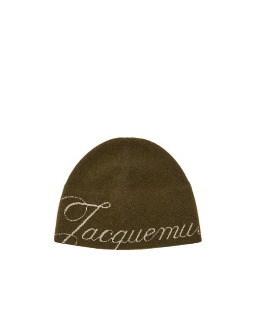 Jacquemus Green Logo-Intarsia Wool-Blend Beanie for men