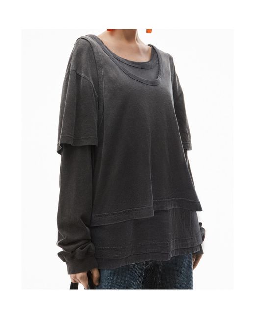 Alexander Wang Gray Oversize Triple-Layer T-Shirt for men