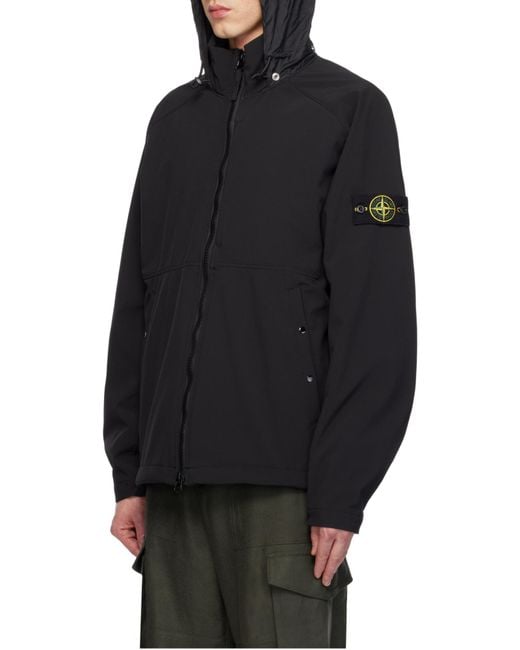 Stone Island Black High Neck Zipped Jacket for men