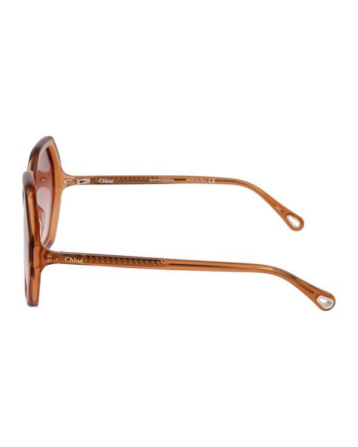 Chloé Pink Chloé Eyewear Octagonal Frame Sunglasses
