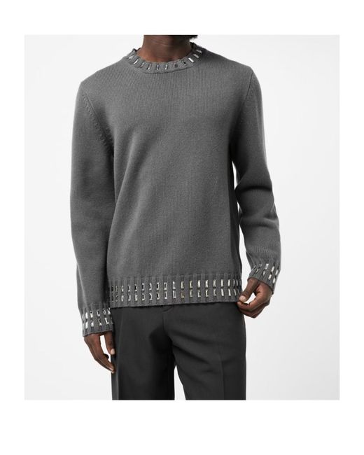Fendi Gray Embellish Knit Sn54 for men