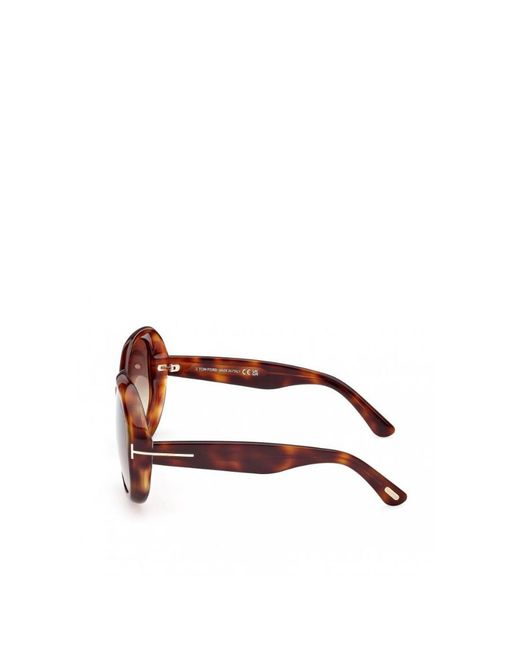 Tom Ford Pink Tortoiseshell Oval-Frame Sunglasses