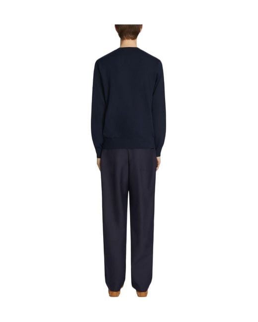 Dries Van Noten Blue Murton Crewneck Knitted Jumper for men