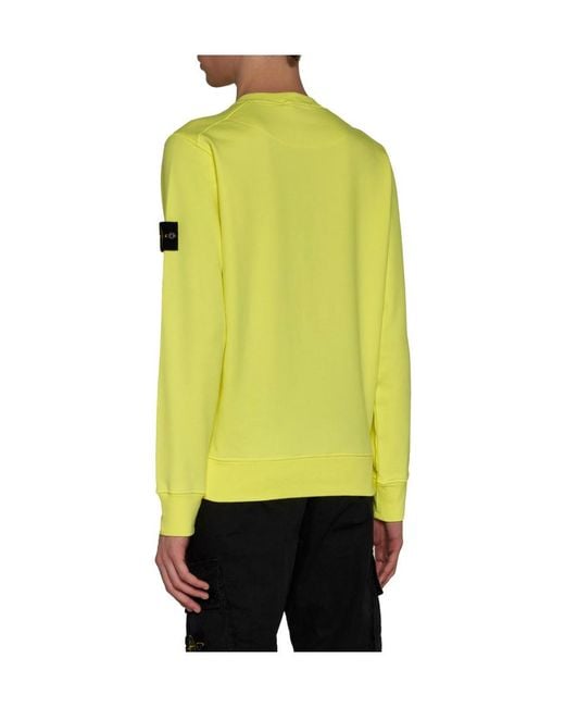 Stone Island Yellow Logo Patch Crewneck Sweatshirt for men