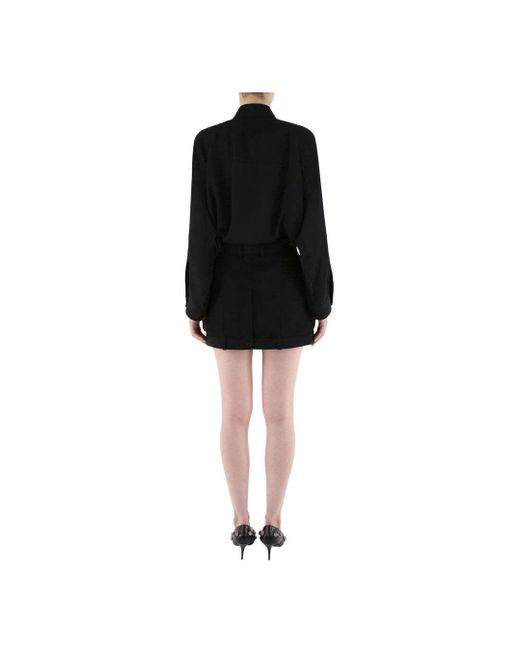 Balenciaga Black Twill Deconstructed Mini Skirt