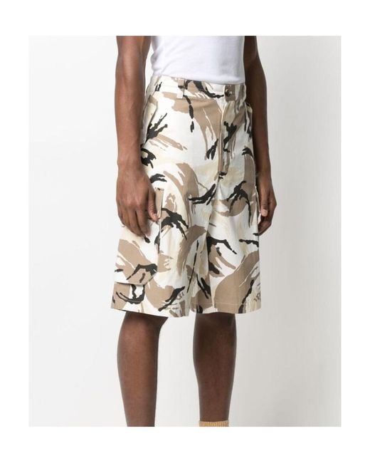 KENZO White Tropic Camo Print Cargo Shorts for men