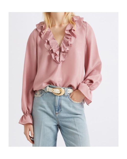 Marella Pink Ruched Silk Blouse
