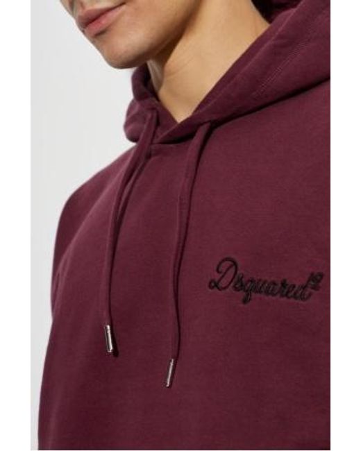 DSquared² Purple Logo-Embroidered Drawstring Hoodie for men