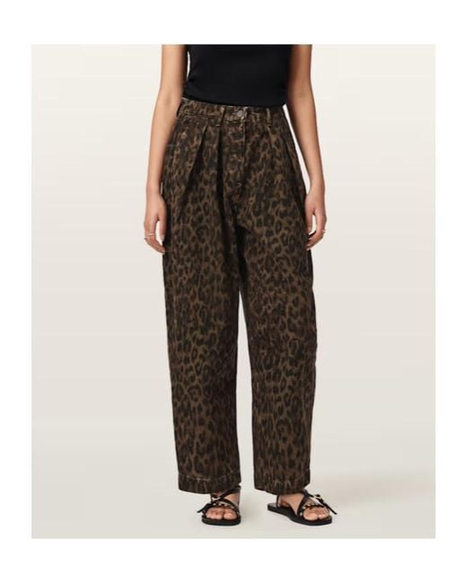AllSaints Brown Becca Barrel Leg Denim Trousers