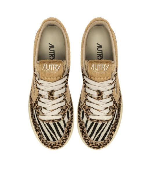 Autry Brown Round-Toe Low-Top Sneakers