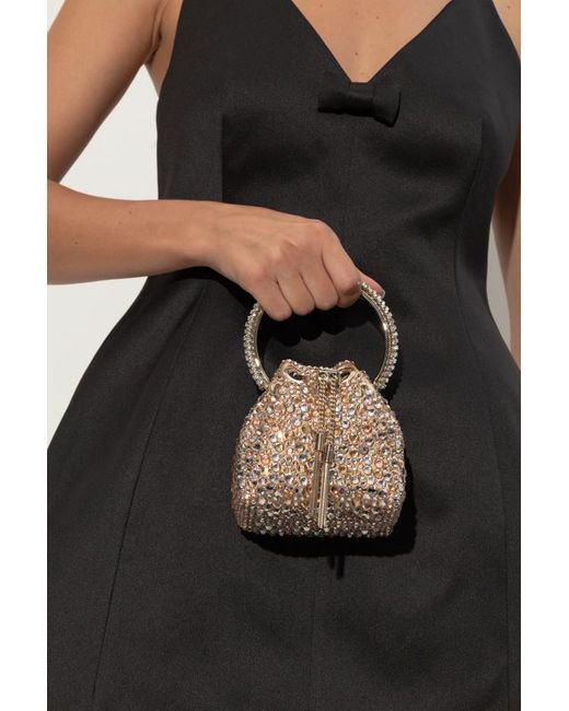 Jimmy Choo White Micro Bon Bon Bucket Bag