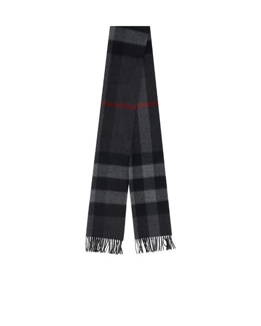 Burberry Blue Checked Fringed Scarf