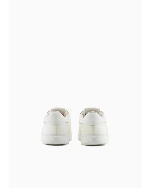 Emporio Armani White Round-Toe Low-Top Casual Shoes for men