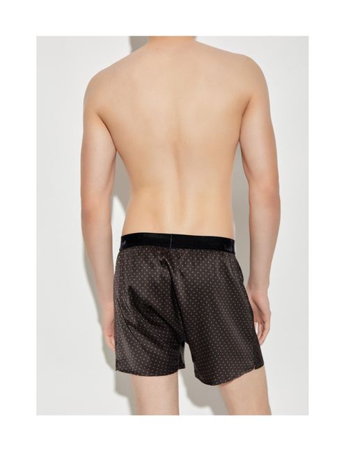 Tom Ford Black Polka-Dot Pattern Silk Boxers for men