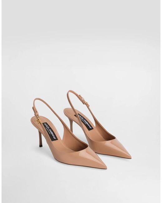 Dolce & Gabbana White Patent Slingback Pumps