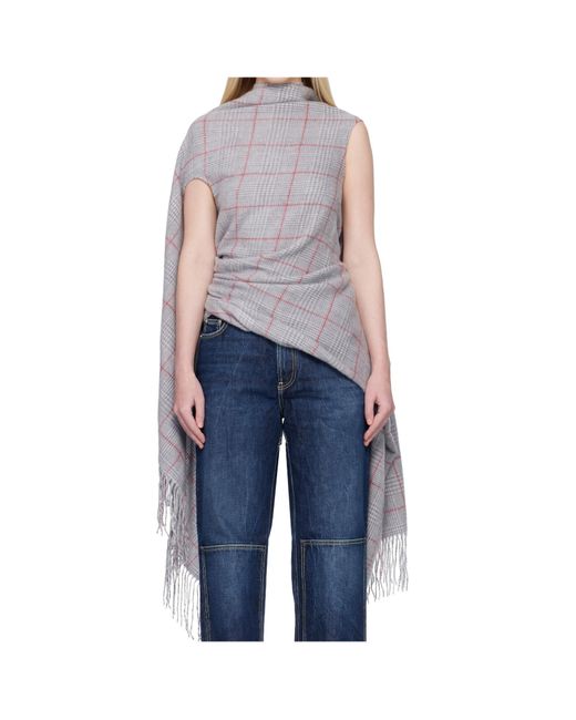 Jean Paul Gaultier Gray Scarf Draped Top