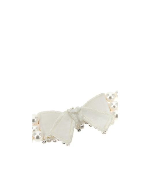 Self-Portrait White Bow Embellished Necklace