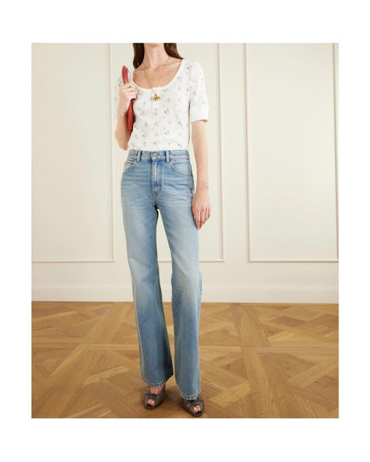 Chloé White Floral-Print Waffle-Knit Cotton-Jersey T-Shirt